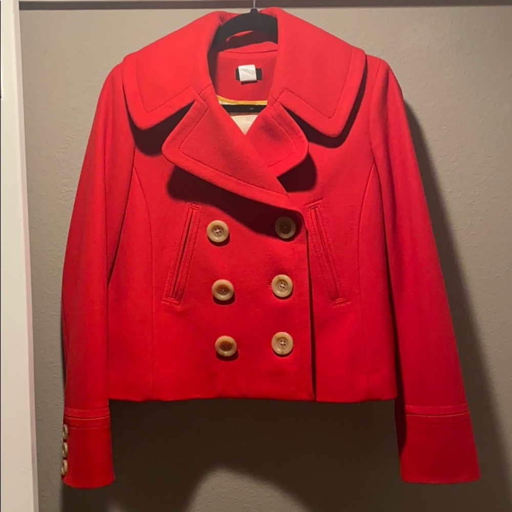 J. Crew Red Wool Peacoat